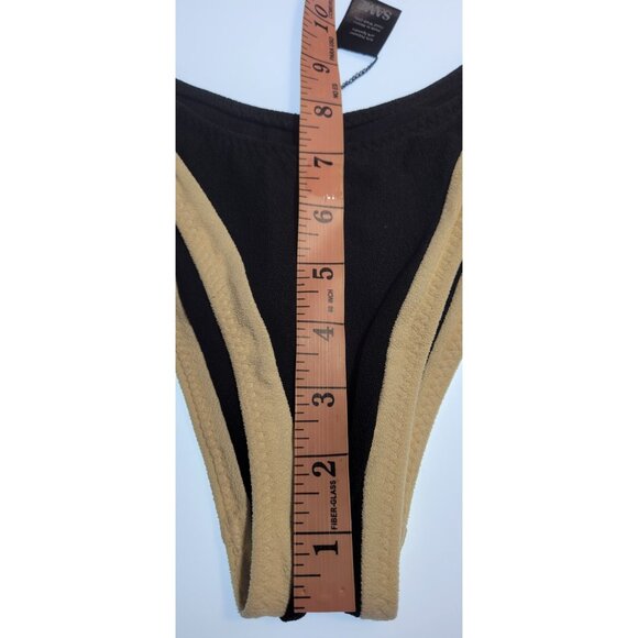 SAME Los Angeles Bottom Swim  Womens High Rise Solid Size Small Faux Suede BLack - Picture 6 of 7